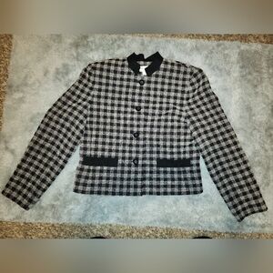 Vintage 80s Henry-Lee Petites Check Blazer Size 6P Double Breasted Made In USA
